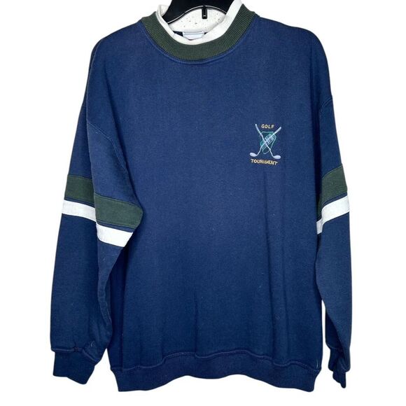 Navy and green vintage 90s 1990s golf sweatshirt golf large - Picture 1 of 5